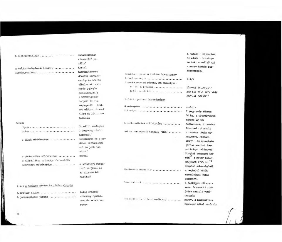 .. autanatikusan visszatérő pedállal karral kormánykerékes döntött kormányoszlop és házban elhelyezett csigapár /görgős gübboiöesiga/ ; a kormánykerék forgási ir.