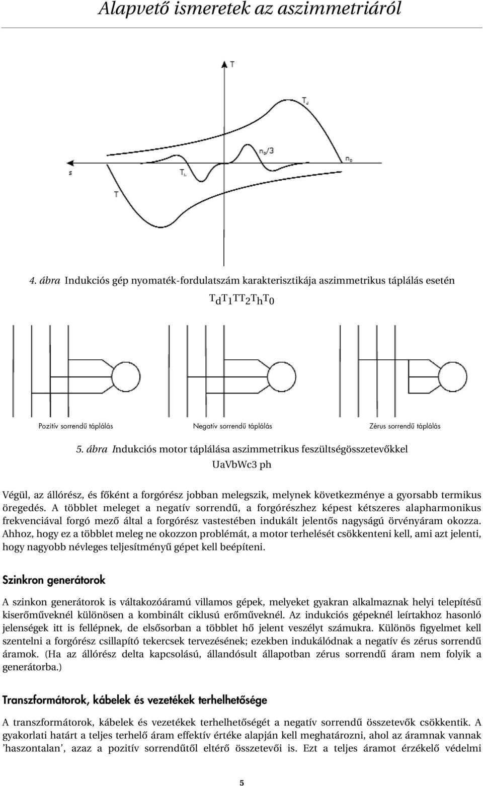 ábra Indukciós motor táplálása aszimmetrikus feszültségösszetevôkkel avbwc3 ph Végül, az állórész, és fôként a forgórész jobban melegszik, melynek következménye a gyorsabb termikus öregedés.