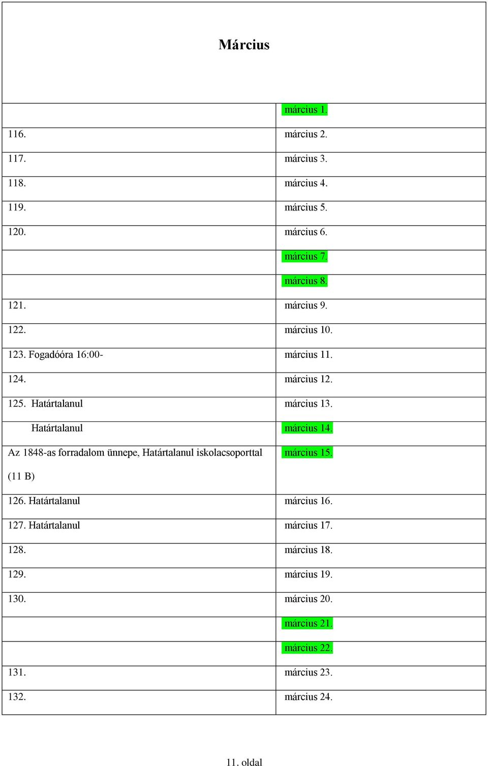 Határtalanul március 14. Az 1848-as forradalom ünnepe, Határtalanul iskolacsoporttal március 15. (11 B) 126.