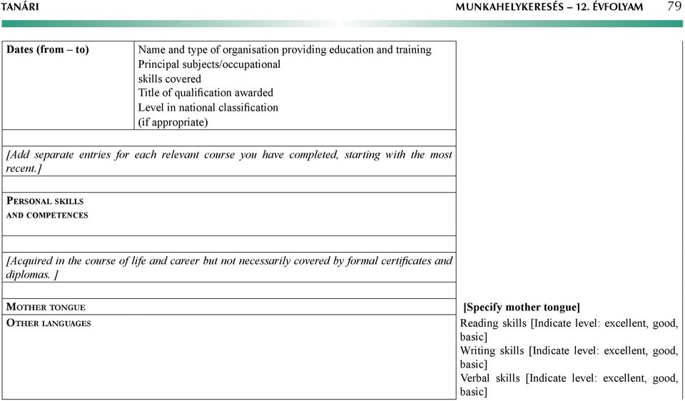 national classification (if appropriate) [Add separate entries for each relevant course you have completed, starting with the most recent.