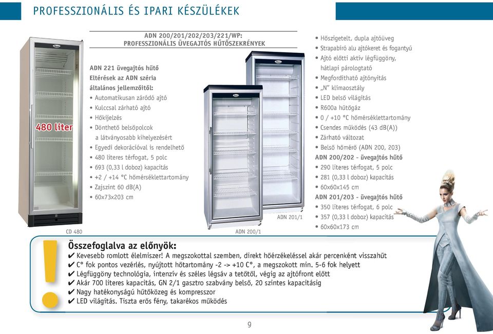 hőmérséklettartomány Zajszint 60 db(a) 60x73x203 cm CD 480 adn 200/1!