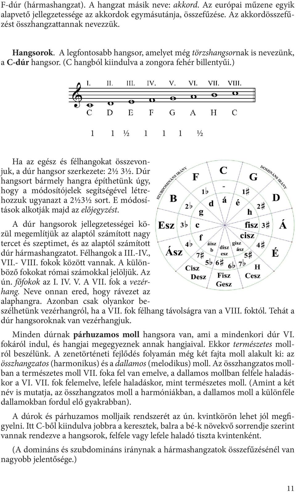 ) 1 1 ½ 1 1 1 ½ Ha az egész és okat összevonjuk, a dúr hangsor szerkezete: 2½ 3½. Dúr hangsort bármely hangra építhetünk úgy, hogy a módosítójelek segítségével létrehozzuk ugyanazt a 2½3½ sort.