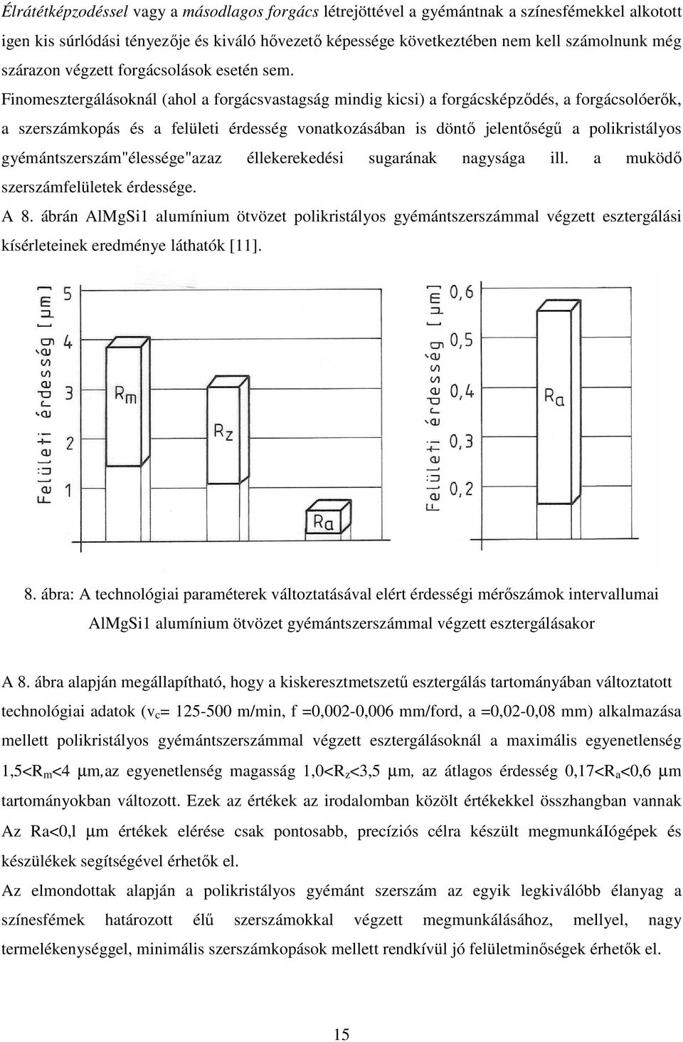 Finomesztergálásoknál (ahol a forgácsvastagság mindig kicsi) a forgácsképzıdés, a forgácsolóerık, a szerszámkopás és a felületi érdesség vonatkozásában is döntı jelentıségő a polikristályos