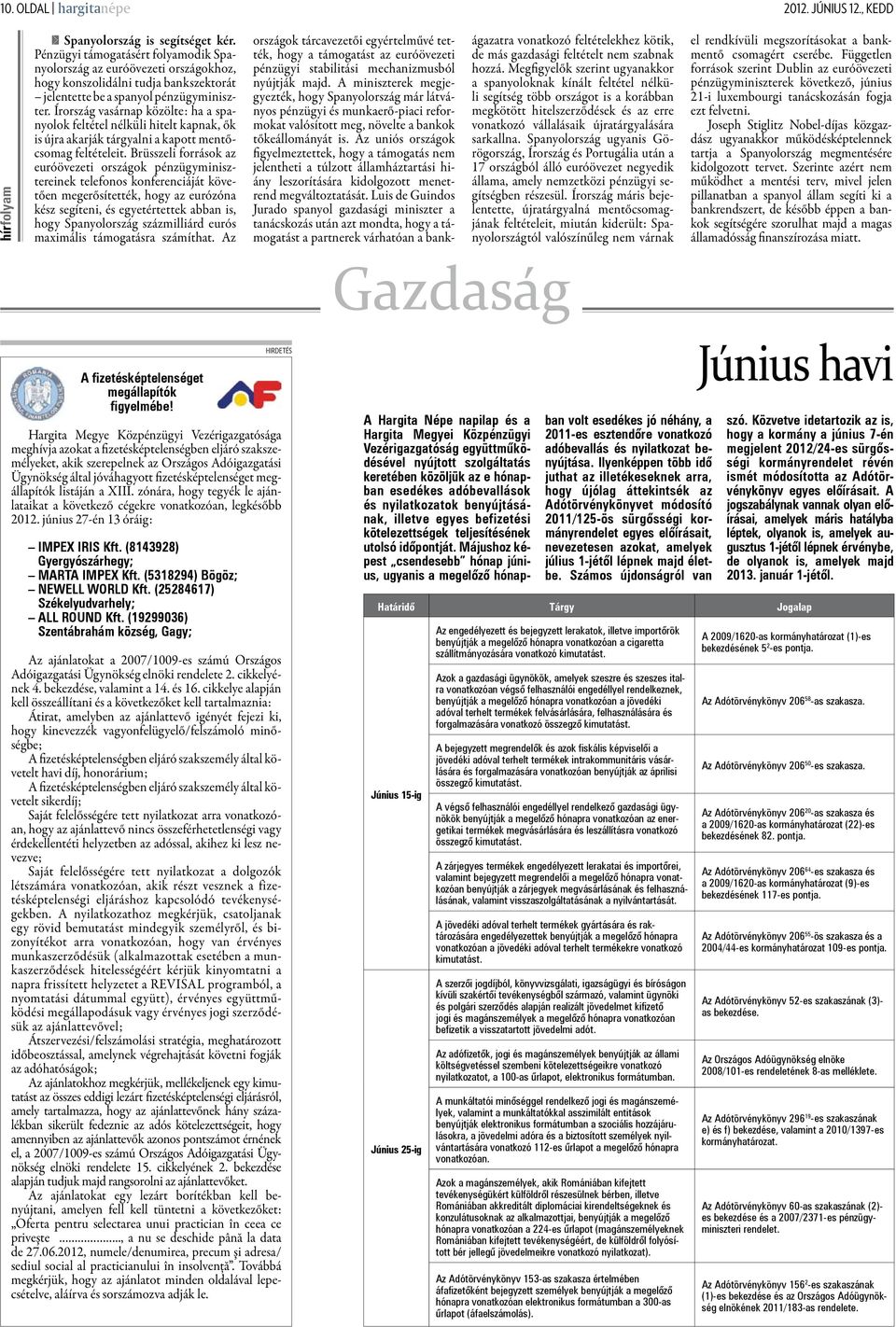 Írország vasárnap közölte: ha a spanyolok feltétel nélküli hitelt kapnak, ők is újra akarják tárgyalni a kapott mentőcsomag feltételeit.