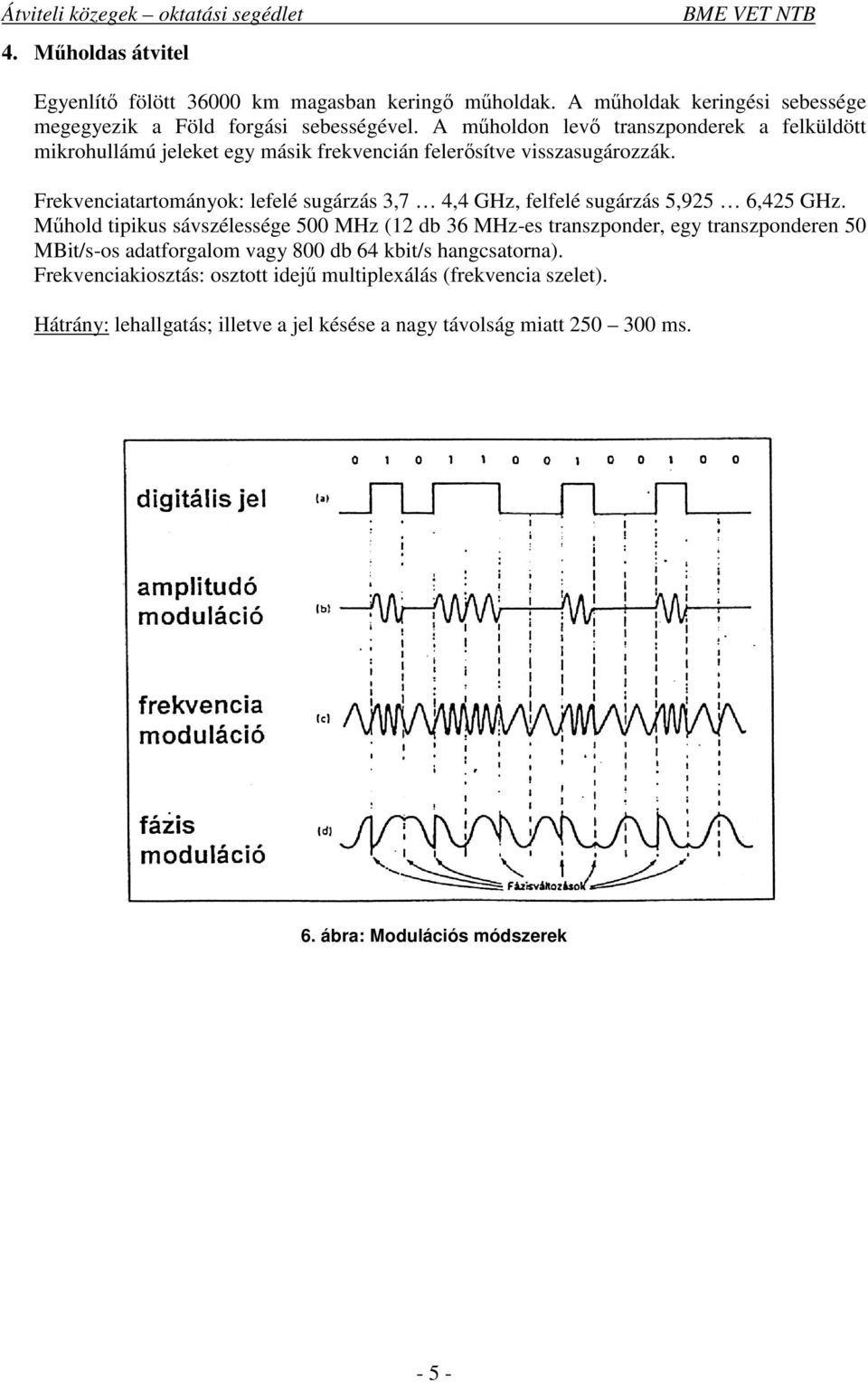 Frekvenciatartományok: lefelé sugárzás 3,7 4,4 GHz, felfelé sugárzás 5,925 6,425 GHz.