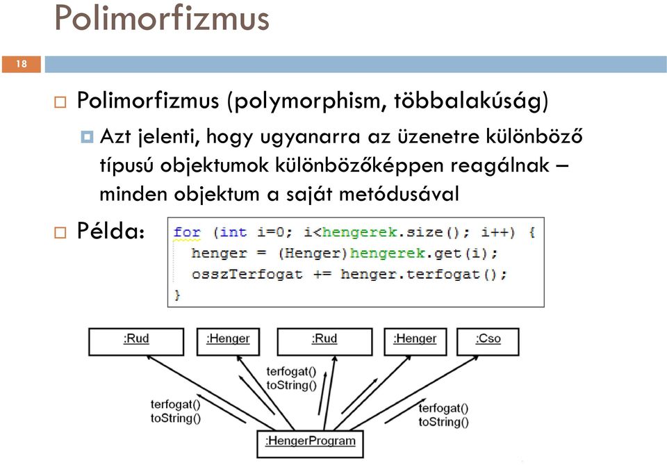 üzenetre különböző típusú objektumok