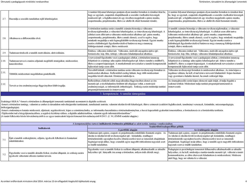 : a foglalkozástervek egy részében megjelenik a páros munka, csoportmunka, projektmunka, illetve az alullévők életét bemutató témák).