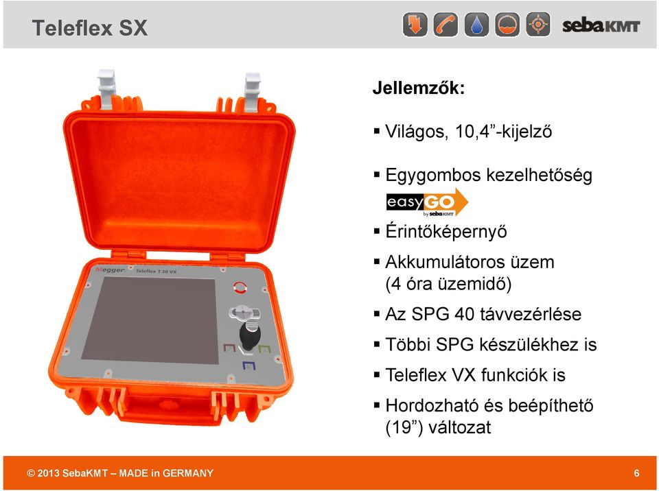 SPG 40 távvezérlése Többi SPG készülékhez is Teleflex VX funkciók