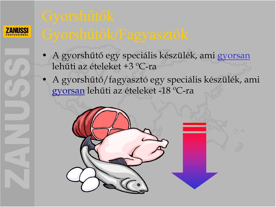 ételeket +3 ºC-ra A gyorshűtő/fagyasztó egy 