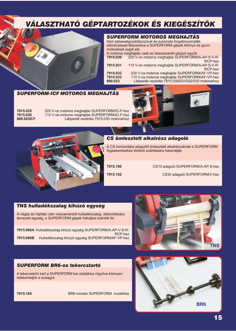 031 110 V-os motoros meghajtás SUPERFORM/A-AP-S-V-R- RCP-hez 7915.032 220 V-os motoros meghajtás SUPERFORM/AF-VP-hez 7915.033 110 V-os motoros meghajtás SUPERFORM/AF-VP-hez 600.