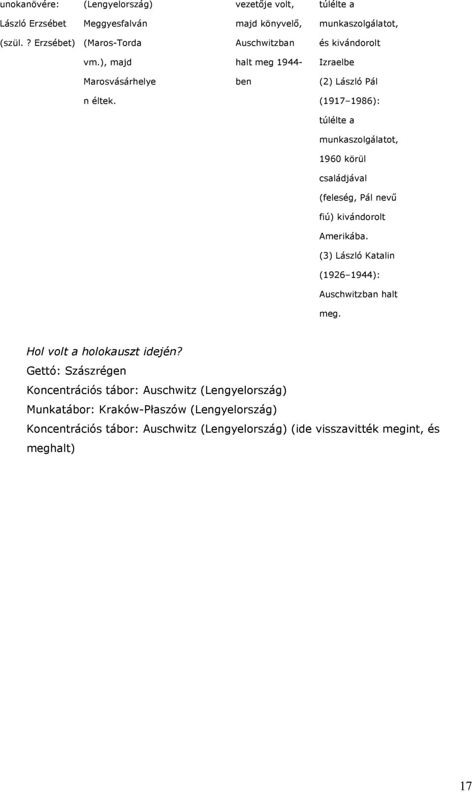 (1917 1986): túlélte a munkaszolgálatot, 1960 körül családjával (feleség, Pál nevű fiú) kivándorolt Amerikába.