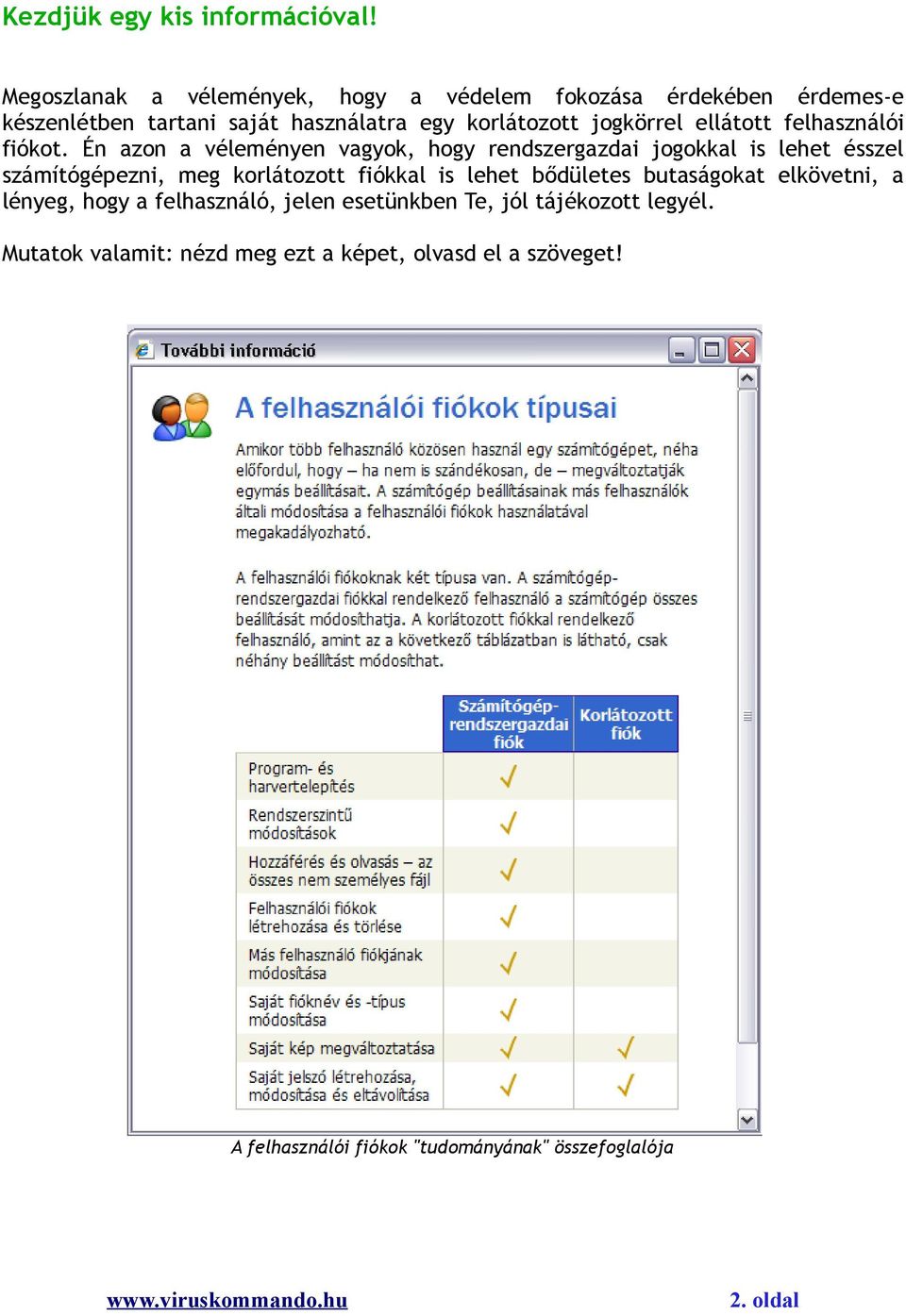 Korlátozott jogkörű felhasználói fiókok létrehozása és kezelése - PDF  Ingyenes letöltés