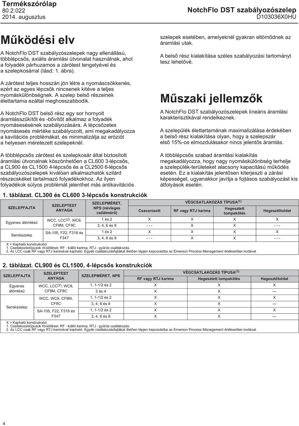 Jellemzők. Termékszórólap 80.2: augusztus. NotchFlo DST szabályozószelep  D103036X0HU - PDF Free Download