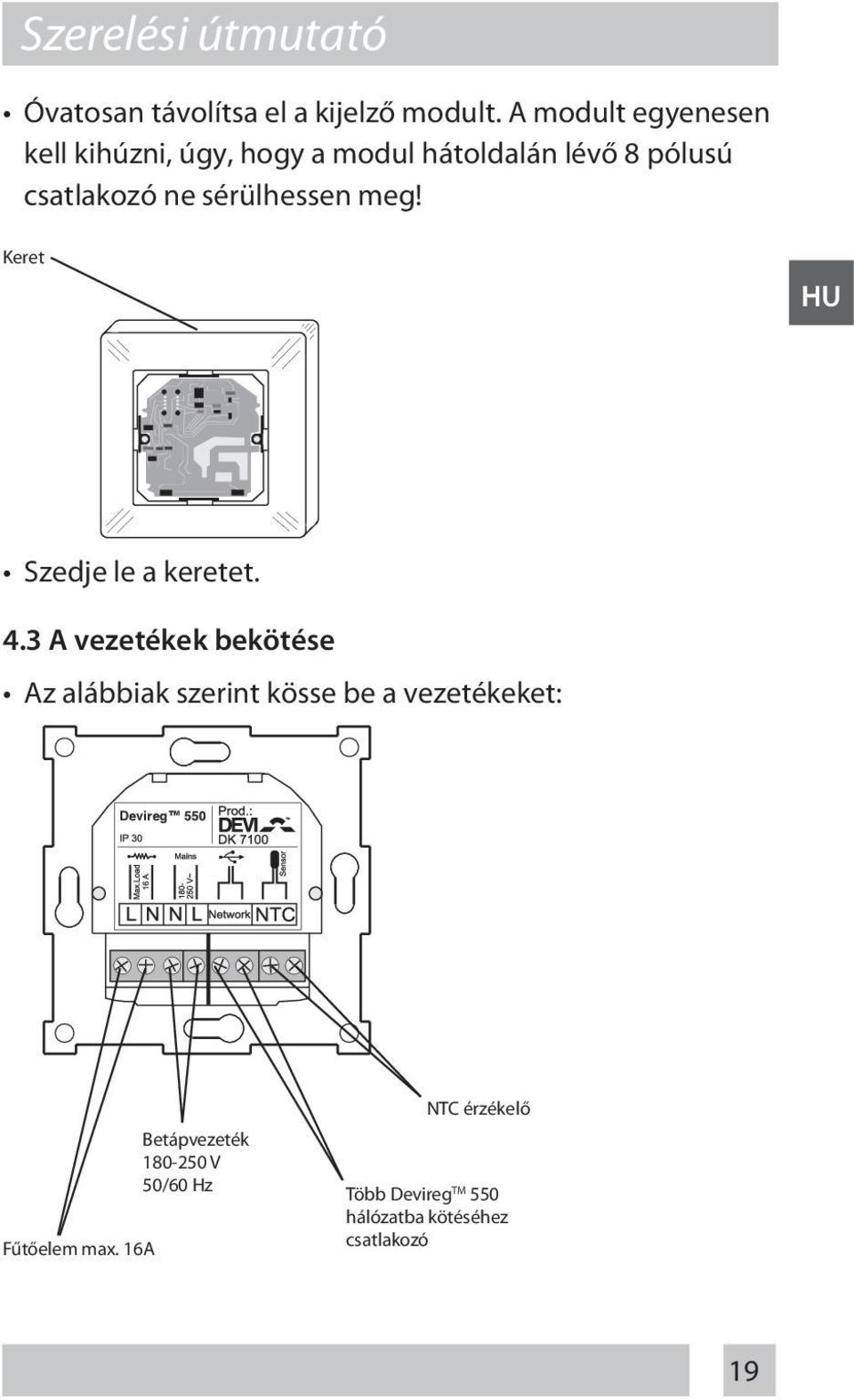 sérülhessen meg! Keret HU Szedje le a keretet. 4.