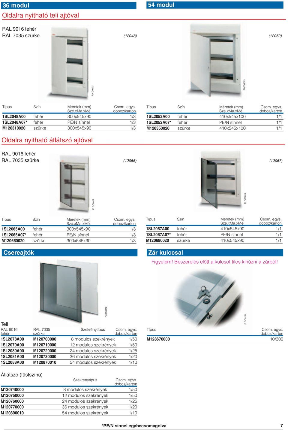 Oldalra nyitható átlátszó ajtóval (12065) (12067) FLCO9027 FLCO9028 Szé.xMa.xMé.