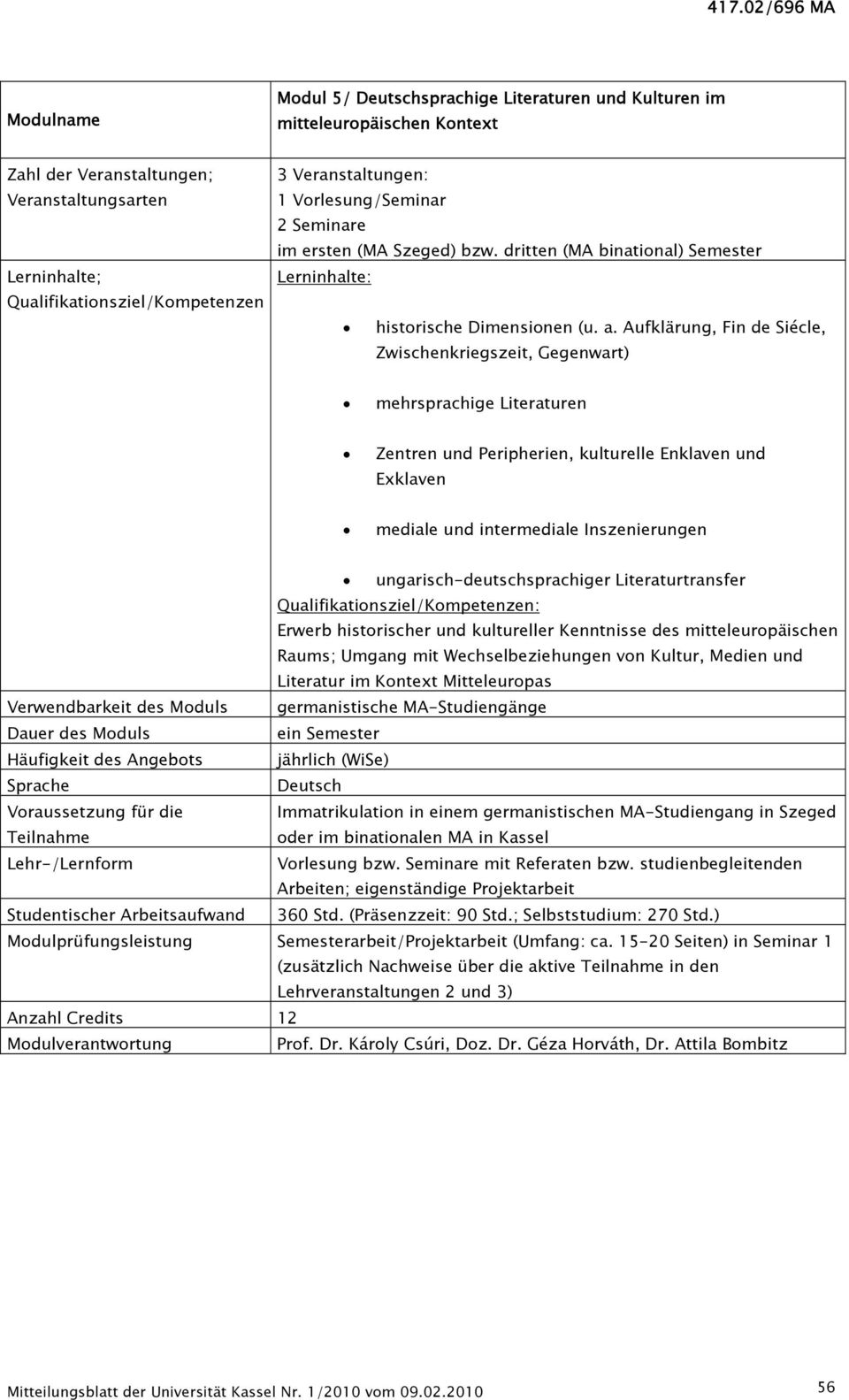 Aufklärung, Fin de Siécle, Zwischenkriegszeit, Gegenwart) mehrsprachige Literaturen Zentren und Peripherien, kulturelle Enklaven und Exklaven mediale und intermediale Inszenierungen