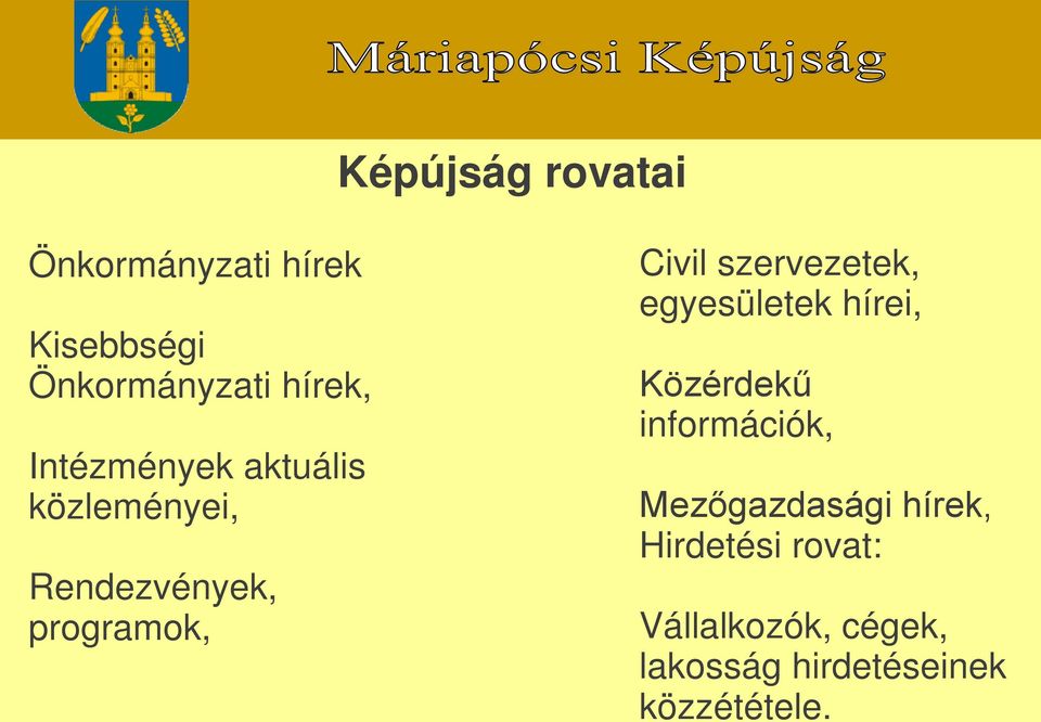 szervezetek, egyesületek hírei, Közérdekű információk, Mezőgazdasági