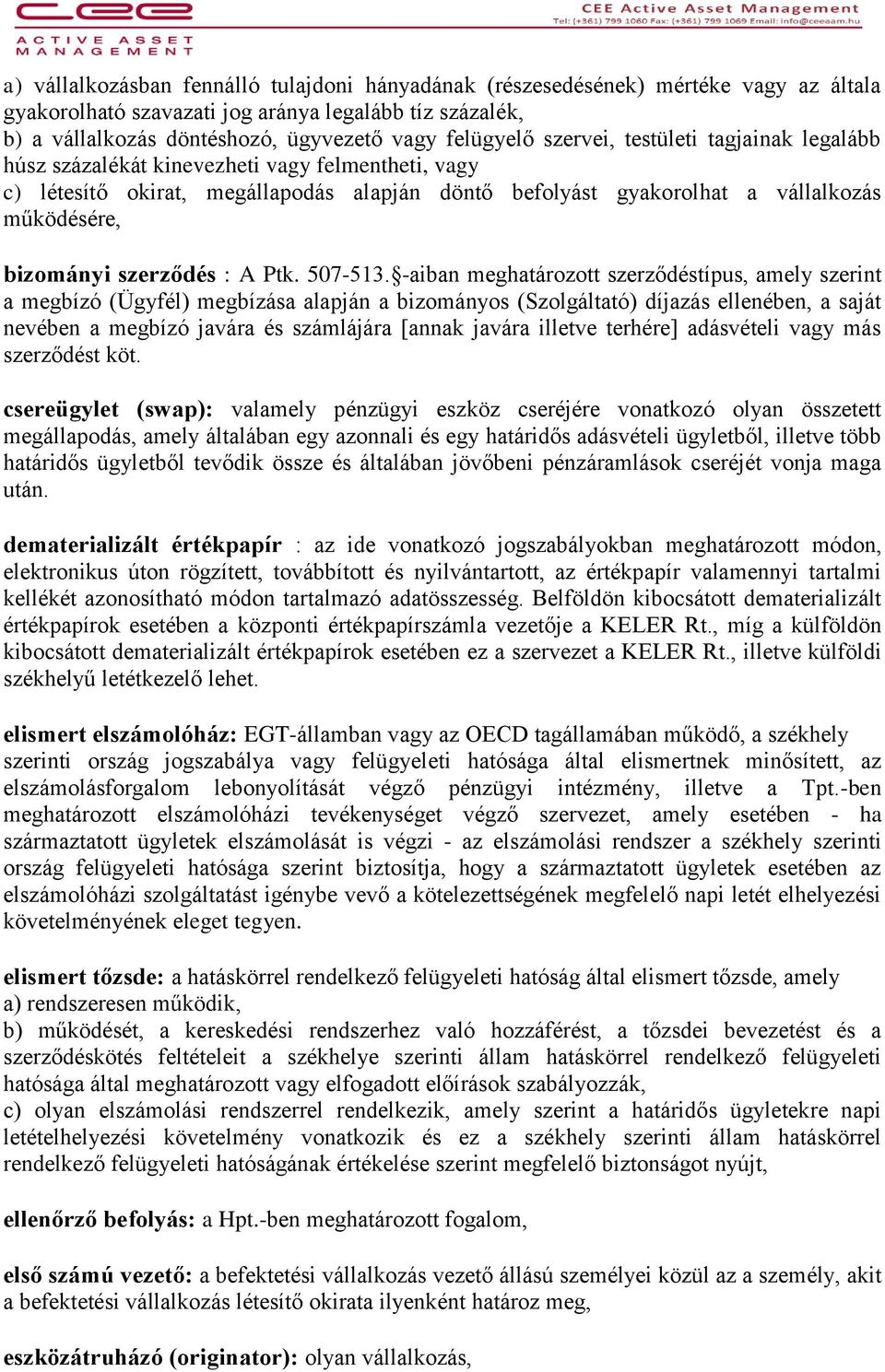 szerződés : A Ptk. 507-513.