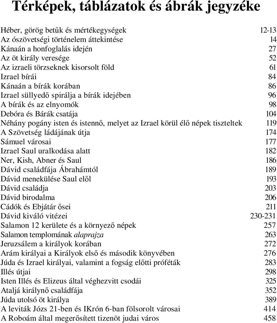 istennı, melyet az Izrael körül élı népek tiszteltek 119 A Szövetség ládájának útja 174 Sámuel városai 177 Izrael Saul uralkodása alatt 182 Ner, Kish, Abner és Saul 186 Dávid családfája Ábrahámtól