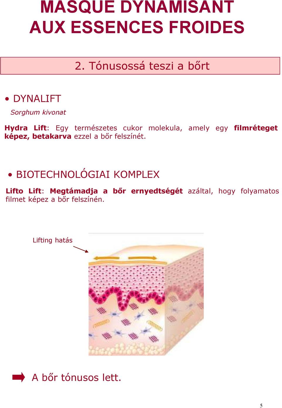 molekula, amely egy filmréteget képez, betakarva ezzel a bőr felszínét.