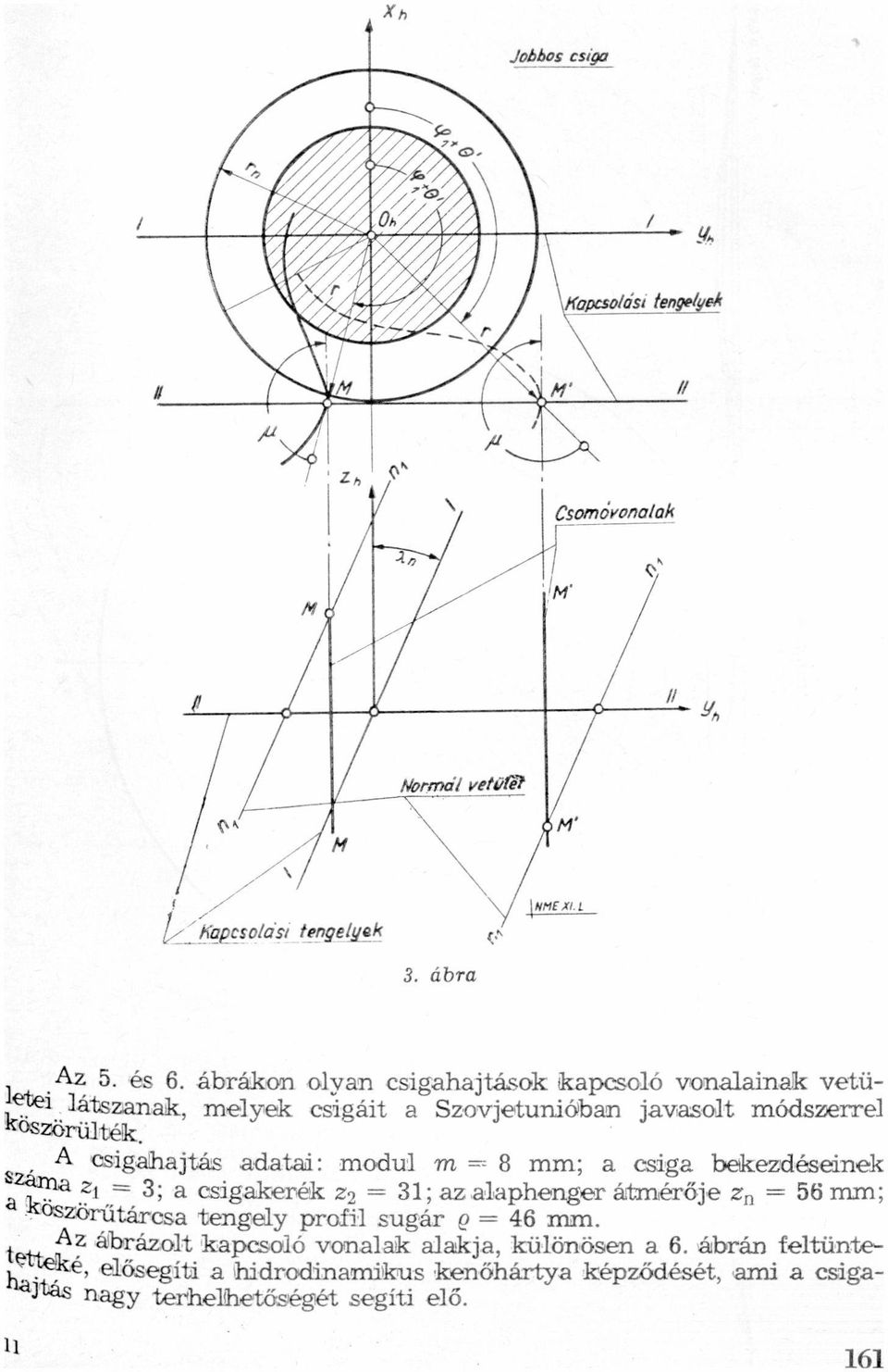 Szovjeítunjóbm jvsolt módszerrel 0SZorü1bék' A Osigthjtás dti: modul m 8 mm; csig bekezdéseinek s?