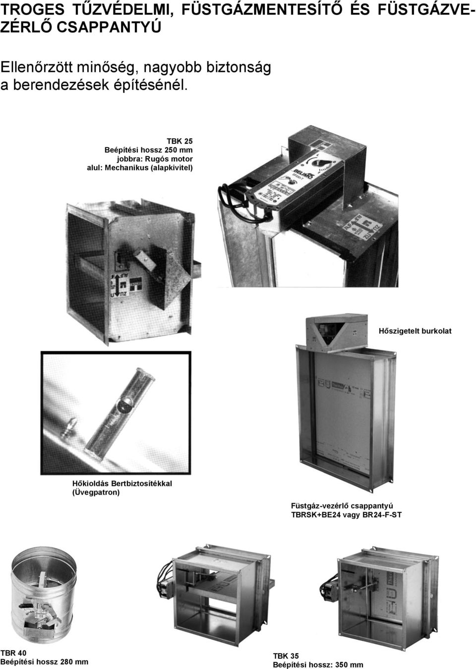 TBK 25 Beépítési hossz 250 mm jobbra: Rugós motor alul: Mechanikus (alapkivitel) Hőszigetelt