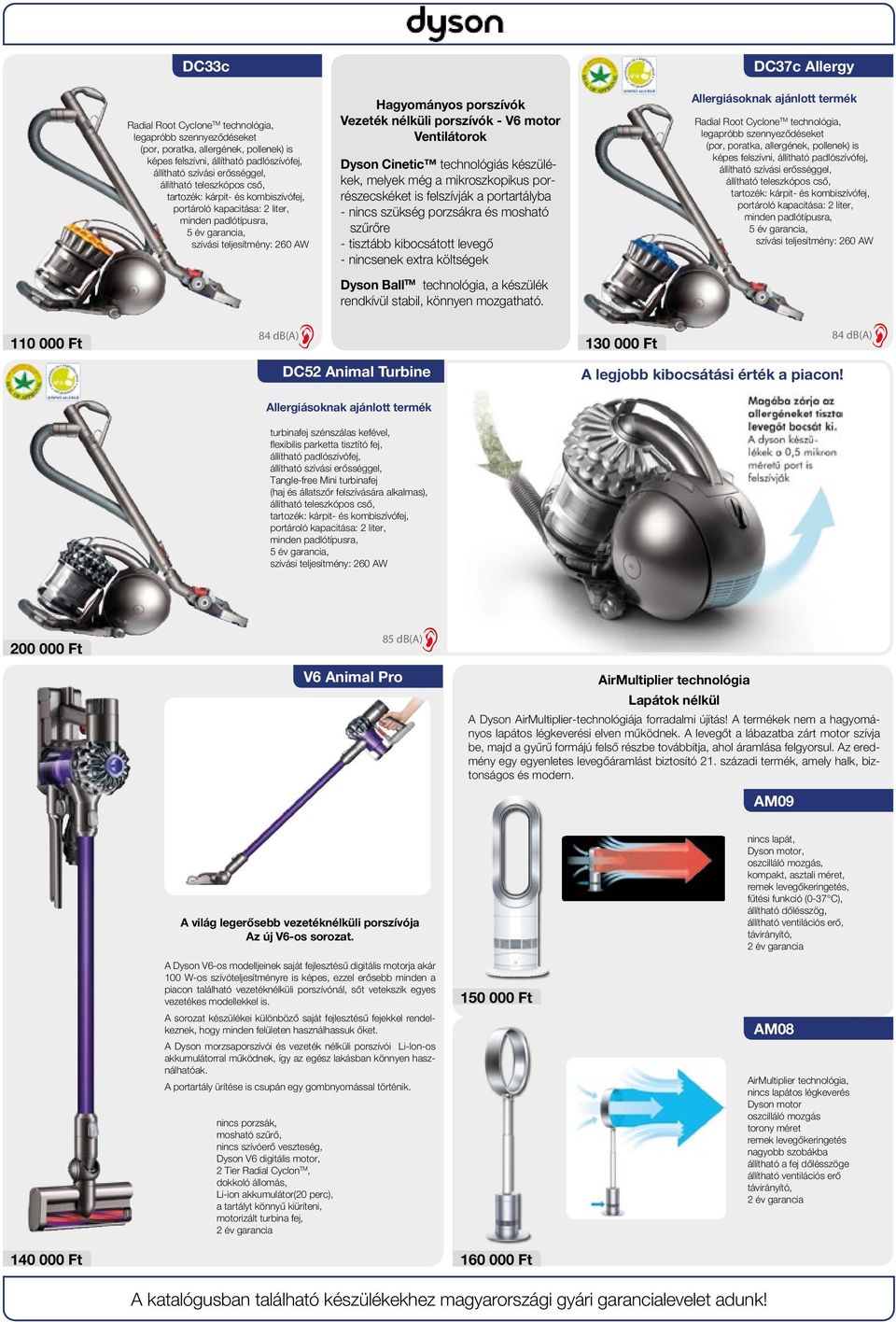 motor Ventilátorok Dyson Cinetic technológiás készülékek, melyek még a mikroszkopikus porrészecskéket is felszívják a portartályba - nincs szükség porzsákra és mosható szűrőre - tisztább kibocsátott