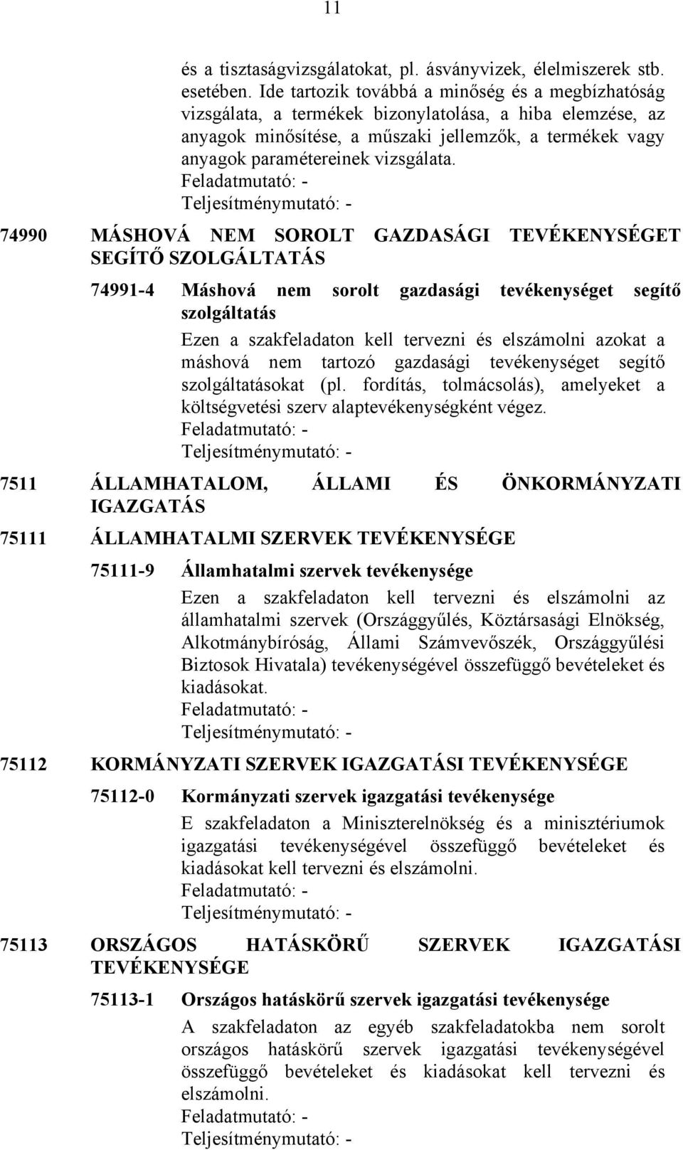 74990 MÁSHOVÁ NEM SOROLT GAZDASÁGI TEVÉKENYSÉGET SEGÍTŐ SZOLGÁLTATÁS 74991-4 Máshová nem sorolt gazdasági tevékenységet segítő szolgáltatás Ezen a szakfeladaton kell tervezni és elszámolni azokat a