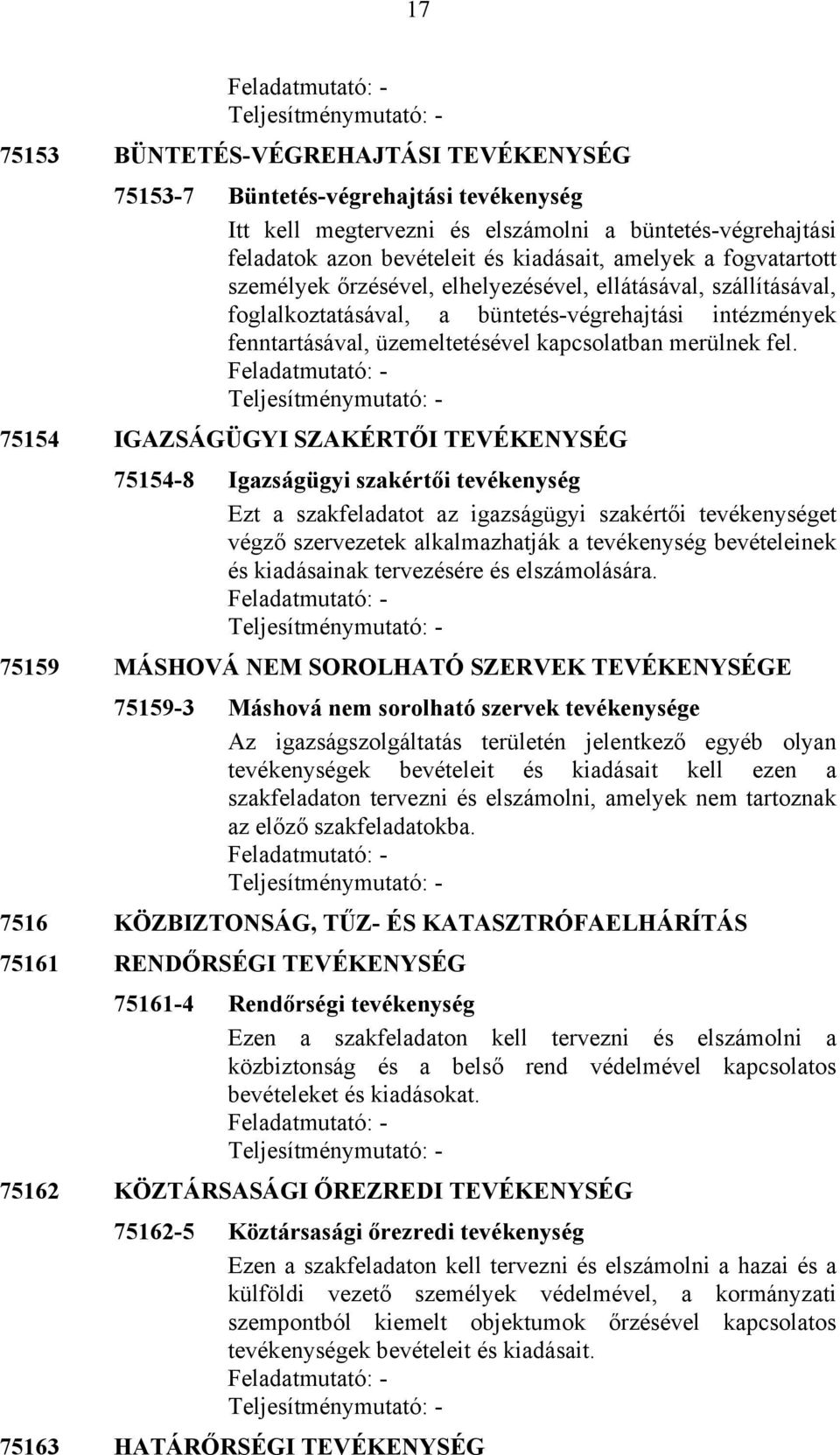 75154 IGAZSÁGÜGYI SZAKÉRTŐI TEVÉKENYSÉG 75154-8 Igazságügyi szakértői tevékenység Ezt a szakfeladatot az igazságügyi szakértői tevékenységet végző szervezetek alkalmazhatják a tevékenység