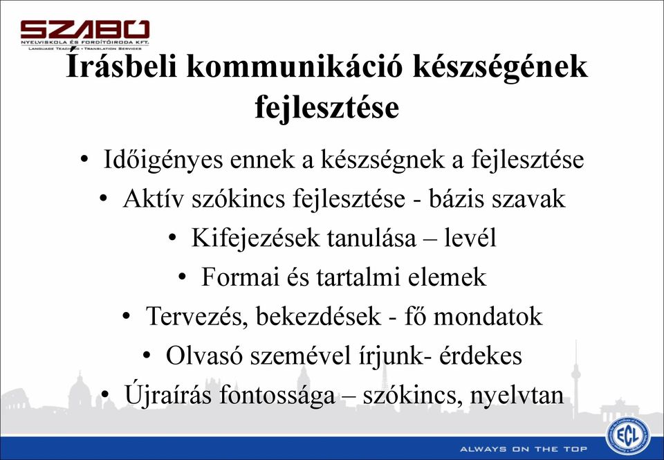 Kifejezések tanulása levél Formai és tartalmi elemek Tervezés,