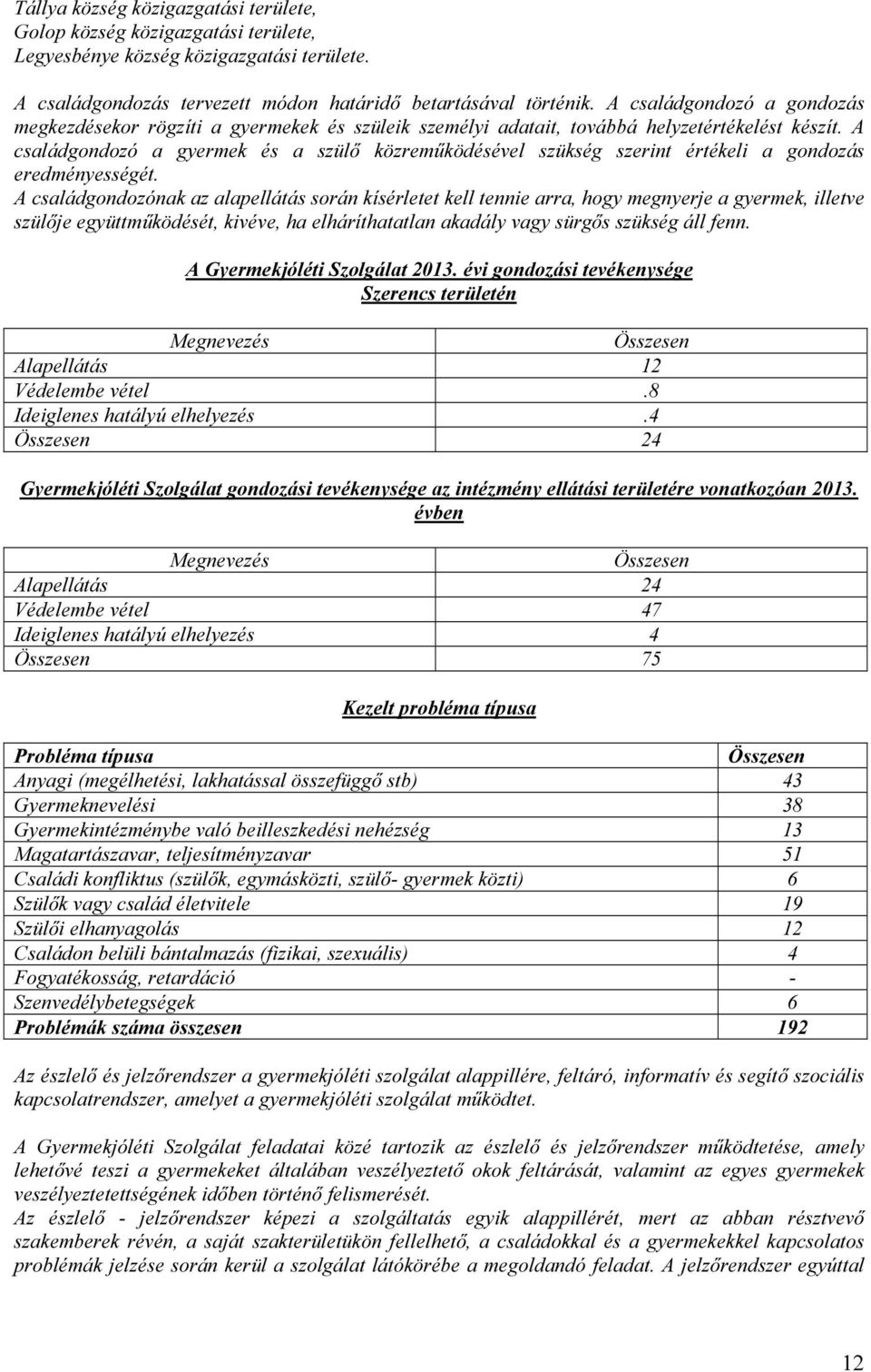 A családgondozó a gyermek és a szülő közreműködésével szükség szerint értékeli a gondozás eredményességét.