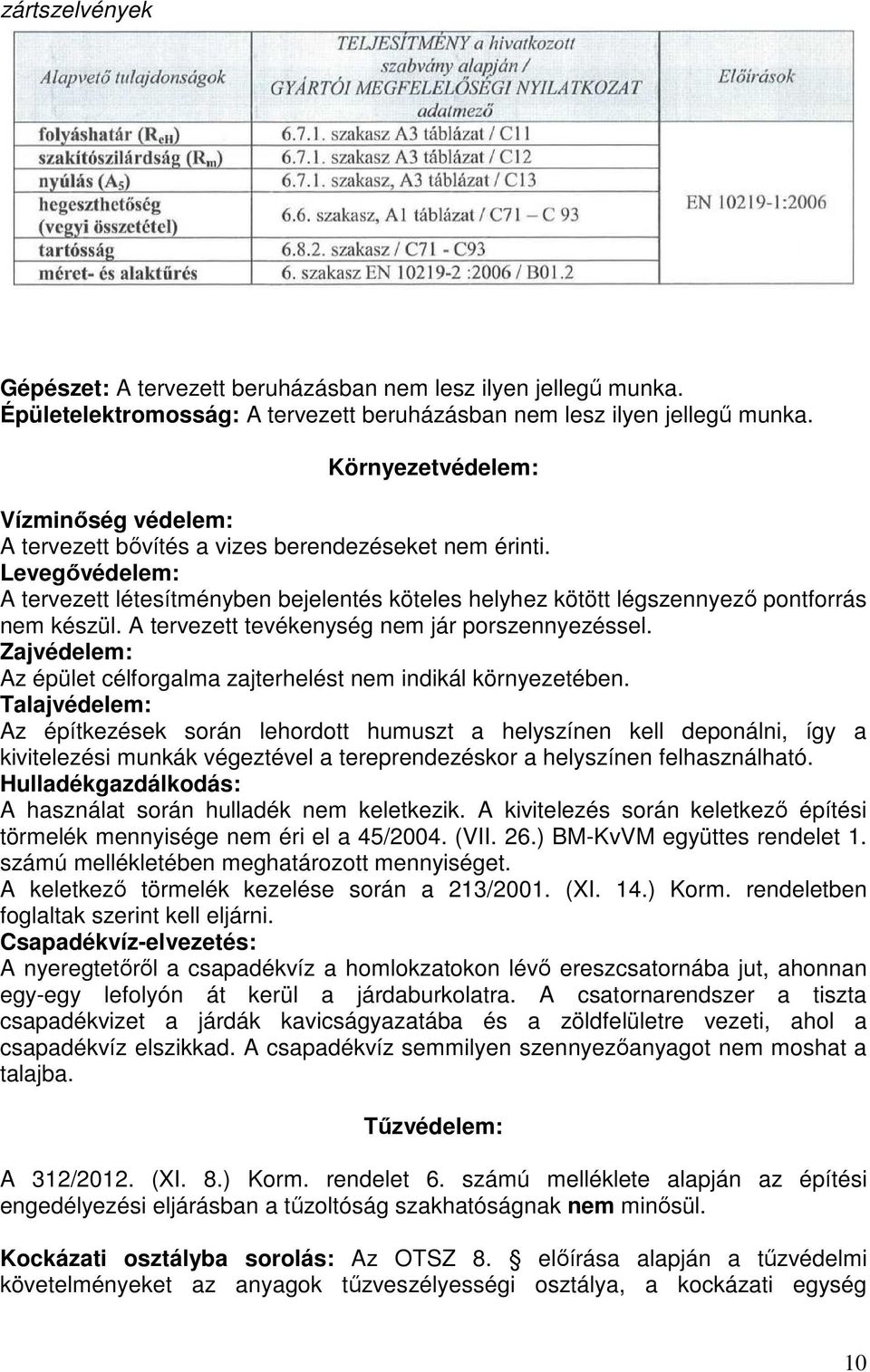 Levegővédelem: A tervezett létesítményben bejelentés köteles helyhez kötött légszennyező pontforrás nem készül. A tervezett tevékenység nem jár porszennyezéssel.