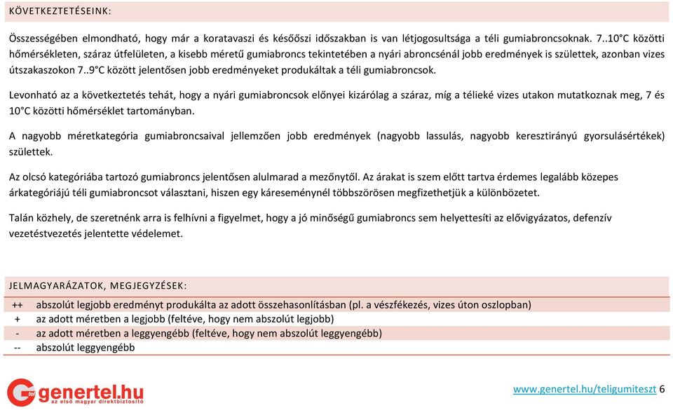 .9 C között jelentősen jobb eredményeket produkáltak a téli gumiabroncsok.