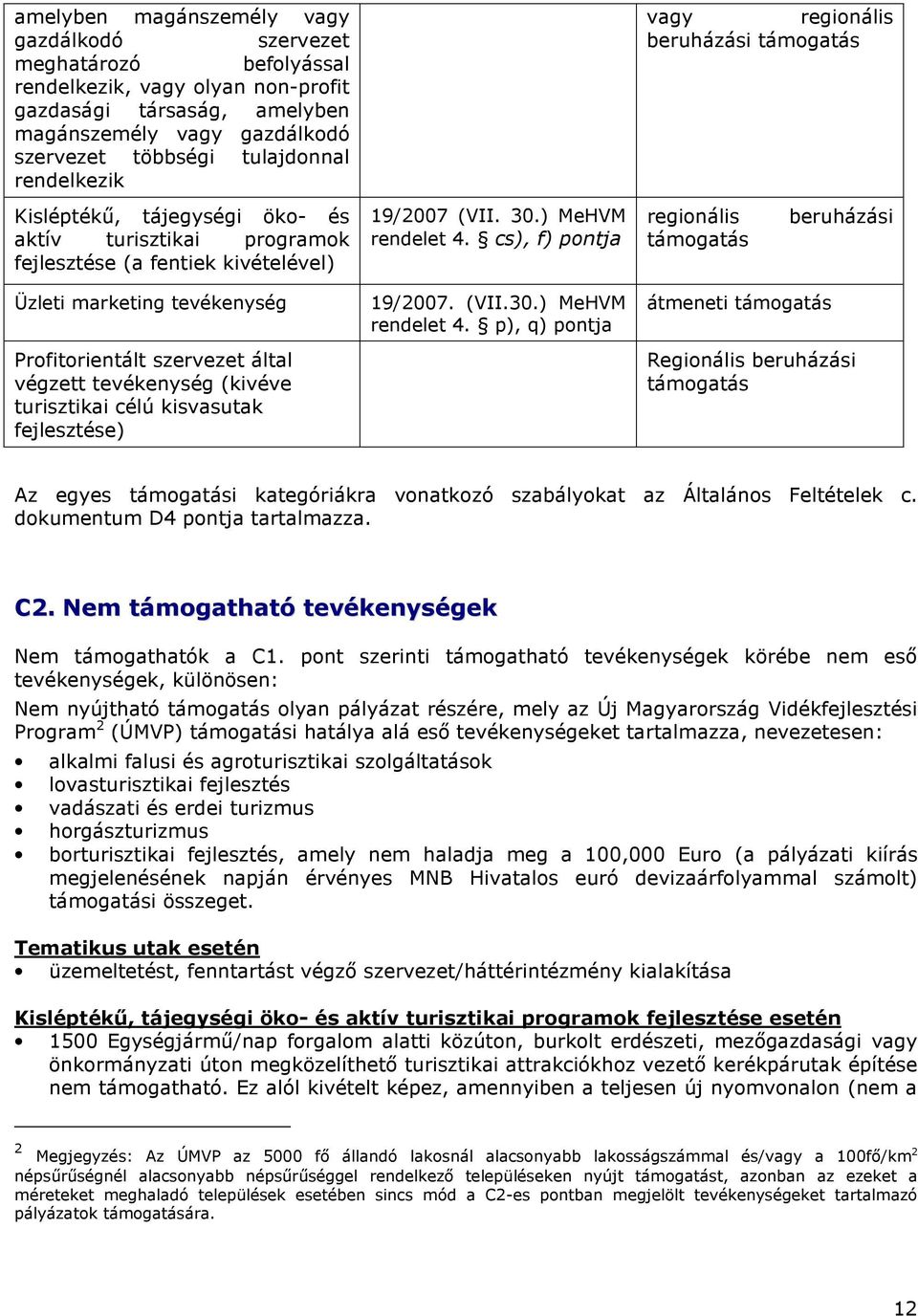 turisztikai célú kisvasutak fejlesztése) 19/2007 (VII. 30.) MeHVM rendelet 4.