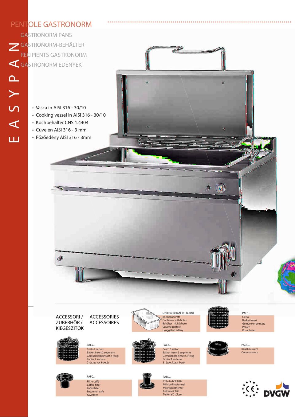 200) Bacinella forata Container with holes Behälter mit Löchern Cuvette perforé Lyuggatott edény PAC1... Cesto Basket insert Gemüsekorbeinsatz Panier Kosár betét PAC2.