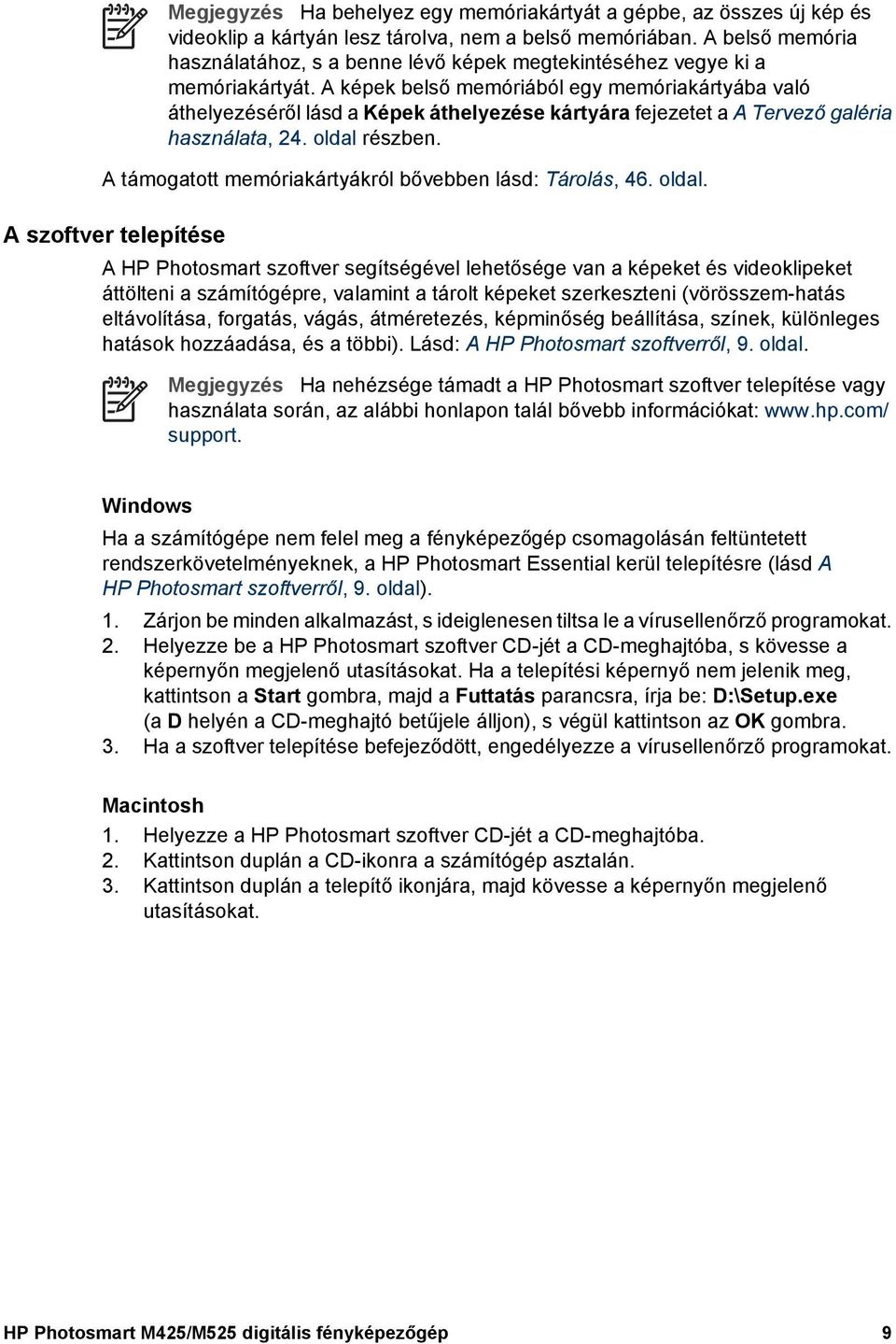 HP Photosmart M425/M525 digitális fényképezőgép. Felhasználói útmutató -  PDF Ingyenes letöltés