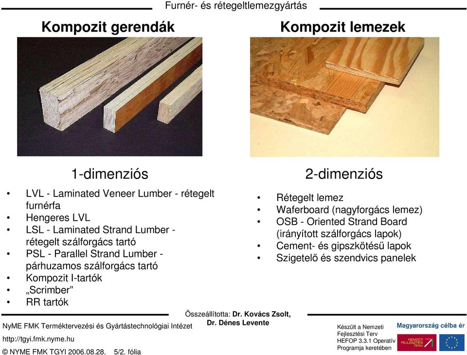 párhuzamos szálforgács tartó Kompozit I-tartók Scrimber RR tartók Rétegelt lemez Waferboard (nagyforgács