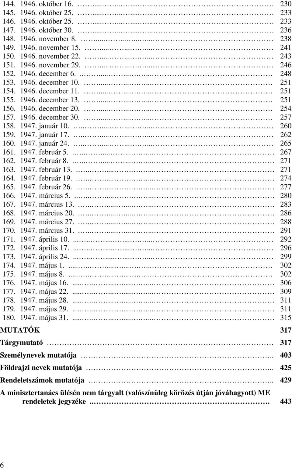 .......... 251 155. 1946. december 13........... 251 156. 1946. december 20........... 254 157. 1946. december 30........... 257 158. 1947. január 10............. 260 159. 1947. január 17............. 262 160.