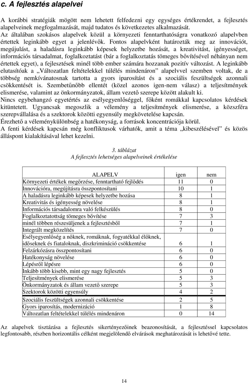 Fontos alapelvként határozták meg az innovációt, megújulást, a haladásra leginkább képesek helyzetbe hozását, a kreativitást, igényességet, információs társadalmat, foglalkoztatást (bár a