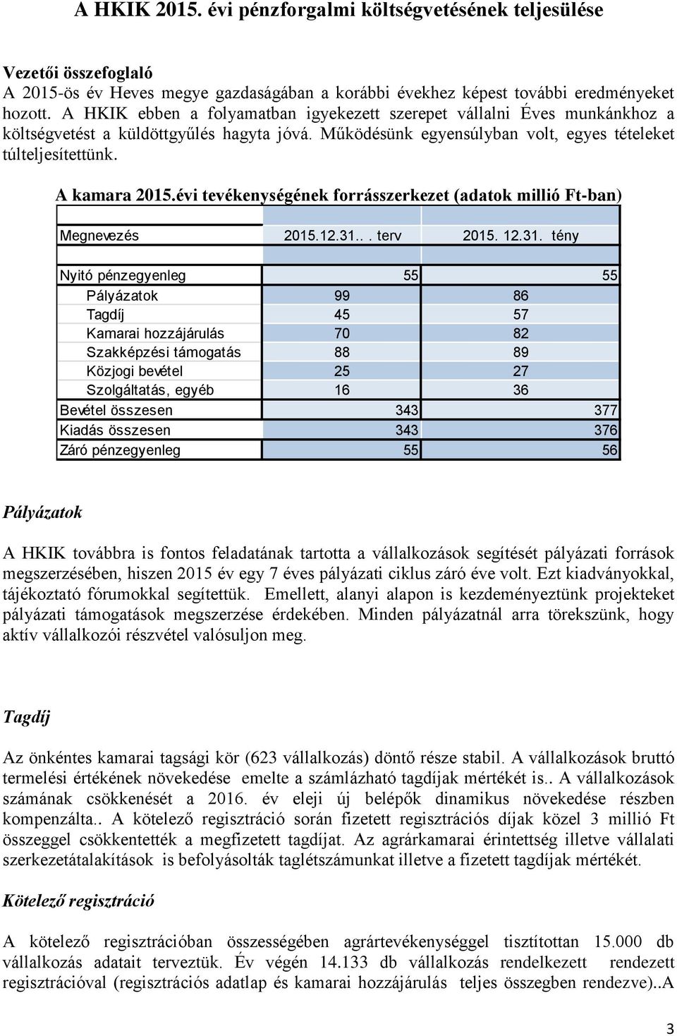 évi tevékenységének forrásszerkezet (adatok millió Ft-ban) Megnevezés 2015.12.31.