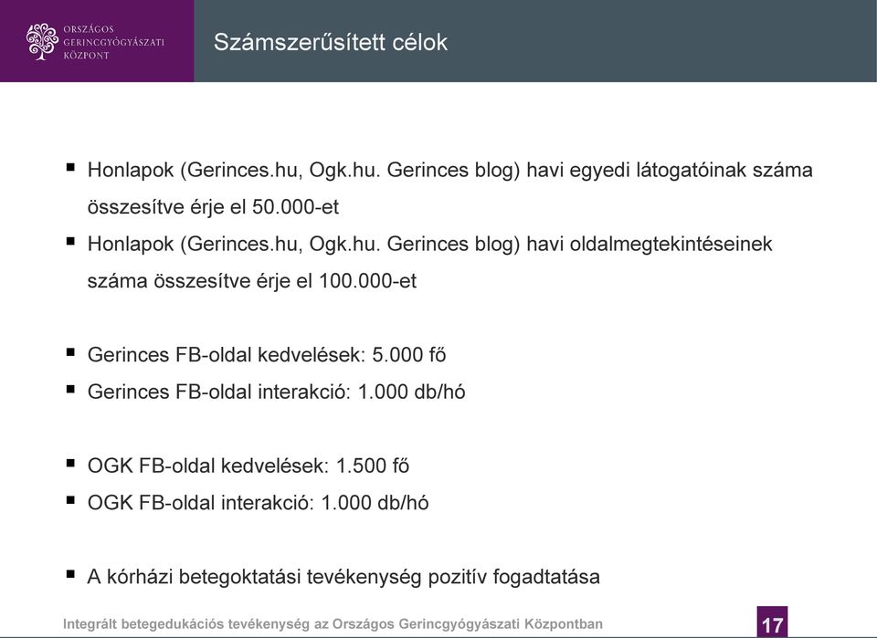 Gerinces blog) havi egyedi látogatóinak száma összesítve érje el 50.000-et Honlapok (Gerinces.