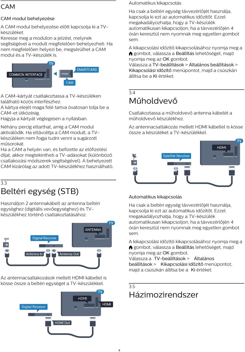 CAM modul behelyezése A CAM modul behelyezése előtt kapcsolja ki a TVkészüléket. Keresse meg a modulon a jelzést, melynek segítségével a modult megfelelően behelyezheti.