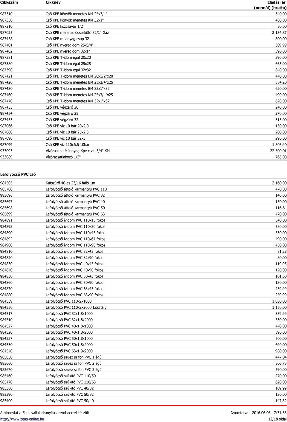 20x20 Cső KPE T-idom egál 25x25 Cső KPE T-idom egál 32x32 Cső KPE T-idom menetes BM 20x1/2"x20 Cső KPE T-idom menetes BM 25x3/4"x25 Cső KPE T-idom menetes BM 32x1"x32 Cső KPE T-idom menetes KM