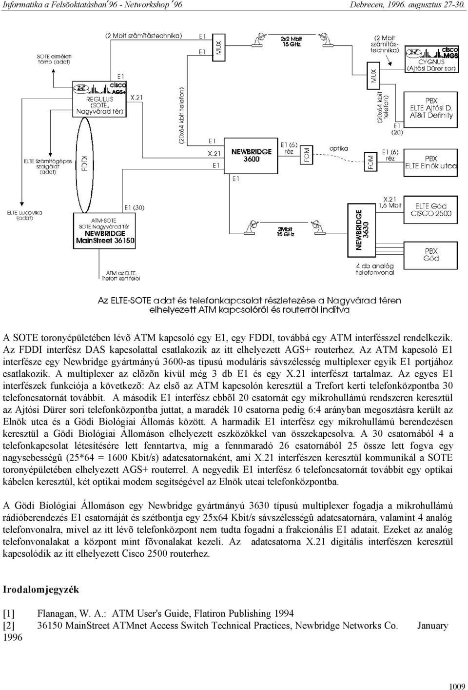 21 interfészt tartalmaz. Az egyes E1 interfészek funkciója a következõ: Az elsõ az ATM kapcsolón keresztül a Trefort kerti telefonközpontba 30 telefoncsatornát továbbít.