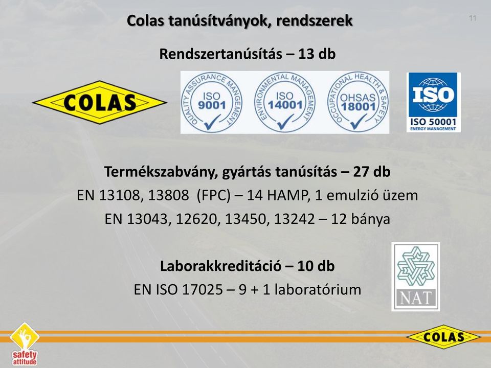 (FPC) 14 HAMP, 1 emulzió üzem EN 13043, 12620, 13450, 13242