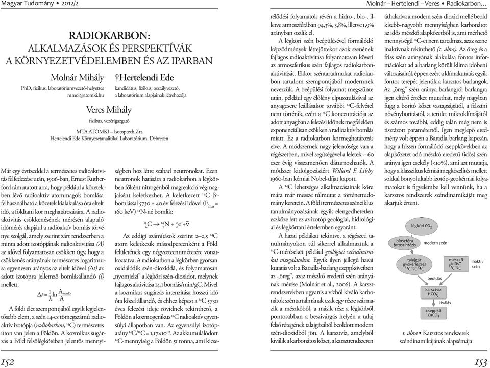 Hertelendi Ede Környezetanalitikai Laboratórium, Debrecen Már egy évtizeddel a természetes radioaktivitás felfedezése után, 1906-ban, Ernest Rutherford rámutatott arra, hogy például a kőzetekben lévő