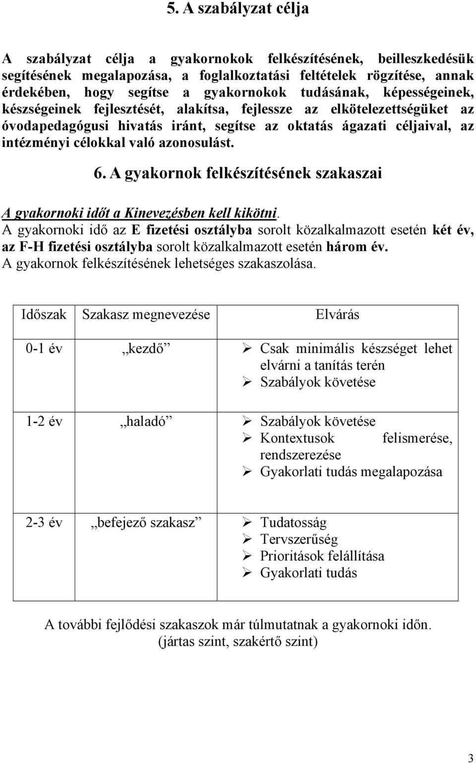 azonosulást. 6. A gyakornok felkészítésének szakaszai A gyakornoki időt a Kinevezésben kell kikötni.