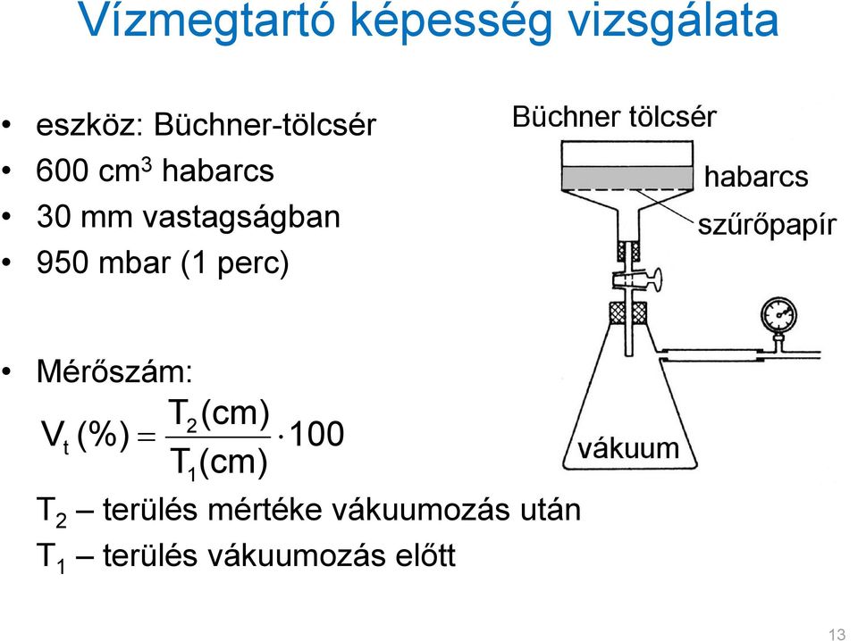 950 mbar (1 perc) Mérőszám: T2 (cm) Vt (%) T (cm) 1