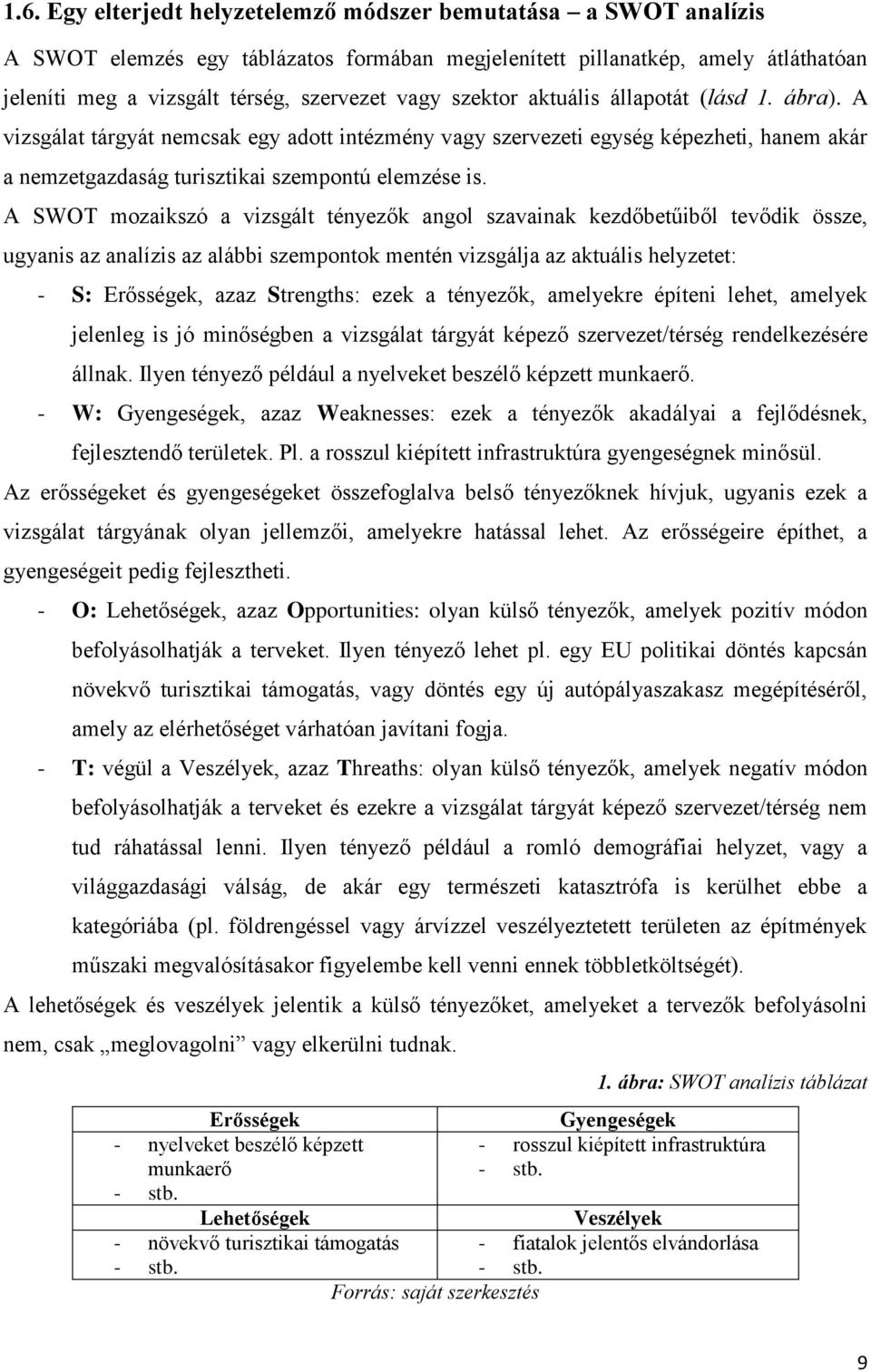 A SWOT mozaikszó a vizsgált tényezők angol szavainak kezdőbetűiből tevődik össze, ugyanis az analízis az alábbi szempontok mentén vizsgálja az aktuális helyzetet: - S: Erősségek, azaz Strengths: ezek