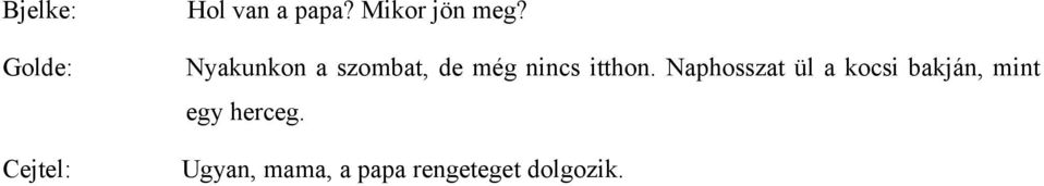 Naphosszat ül a kocsi bakján, mint egy